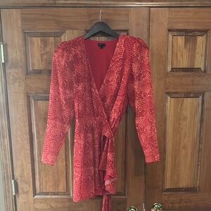 NBD Red Snake Print Midi Dress